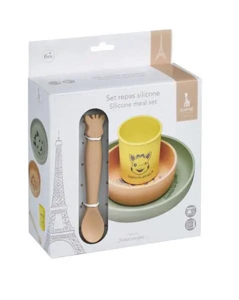 Sophie la Girafe Silicone Meal Set: Plate, bowl, cup, and spoon