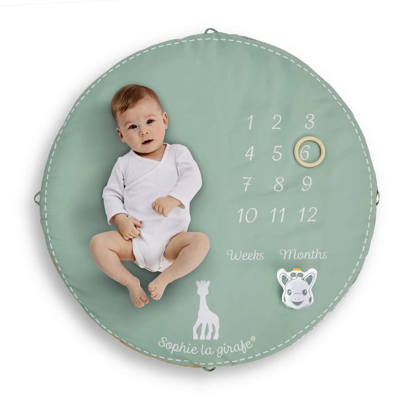 Baby Milestone Photo Setup on Reverse Side of Mat – A beautifully designed backdrop for tracking baby’s growth.