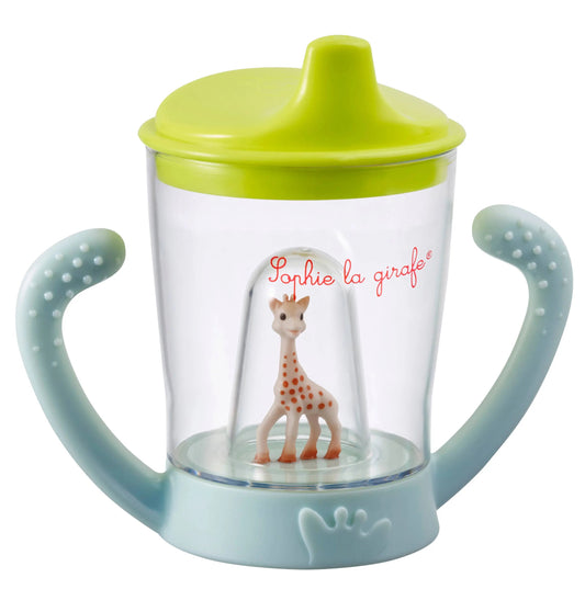 Leak-proof sippy cup featuring the iconic Sophie la Girafe