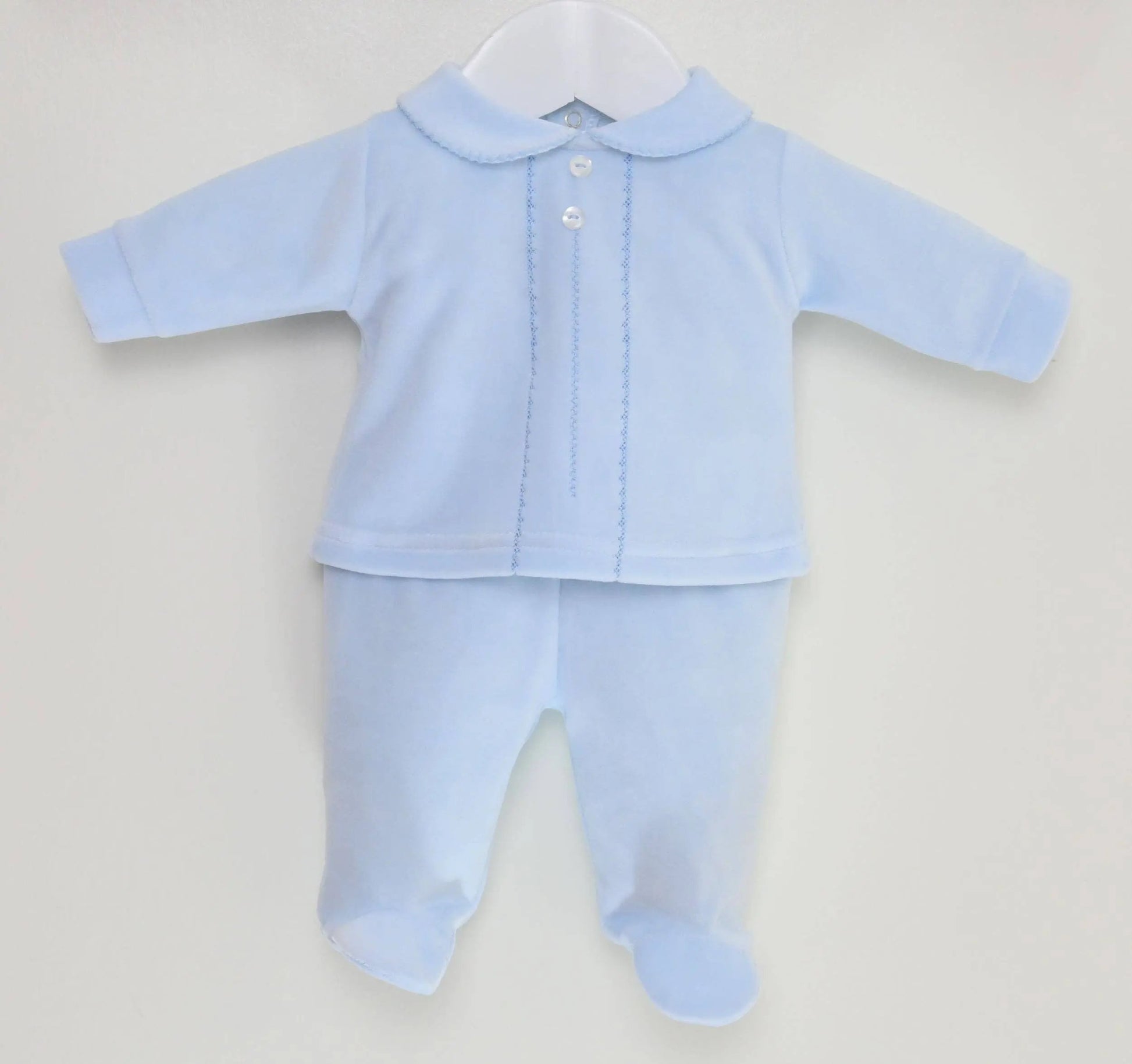 Baby Boy Blue Velour Pyjamas | For The Baby