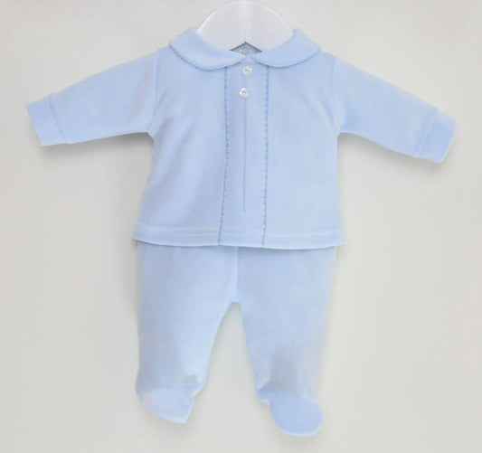Baby Boy Blue Velour Pyjamas | For The Baby