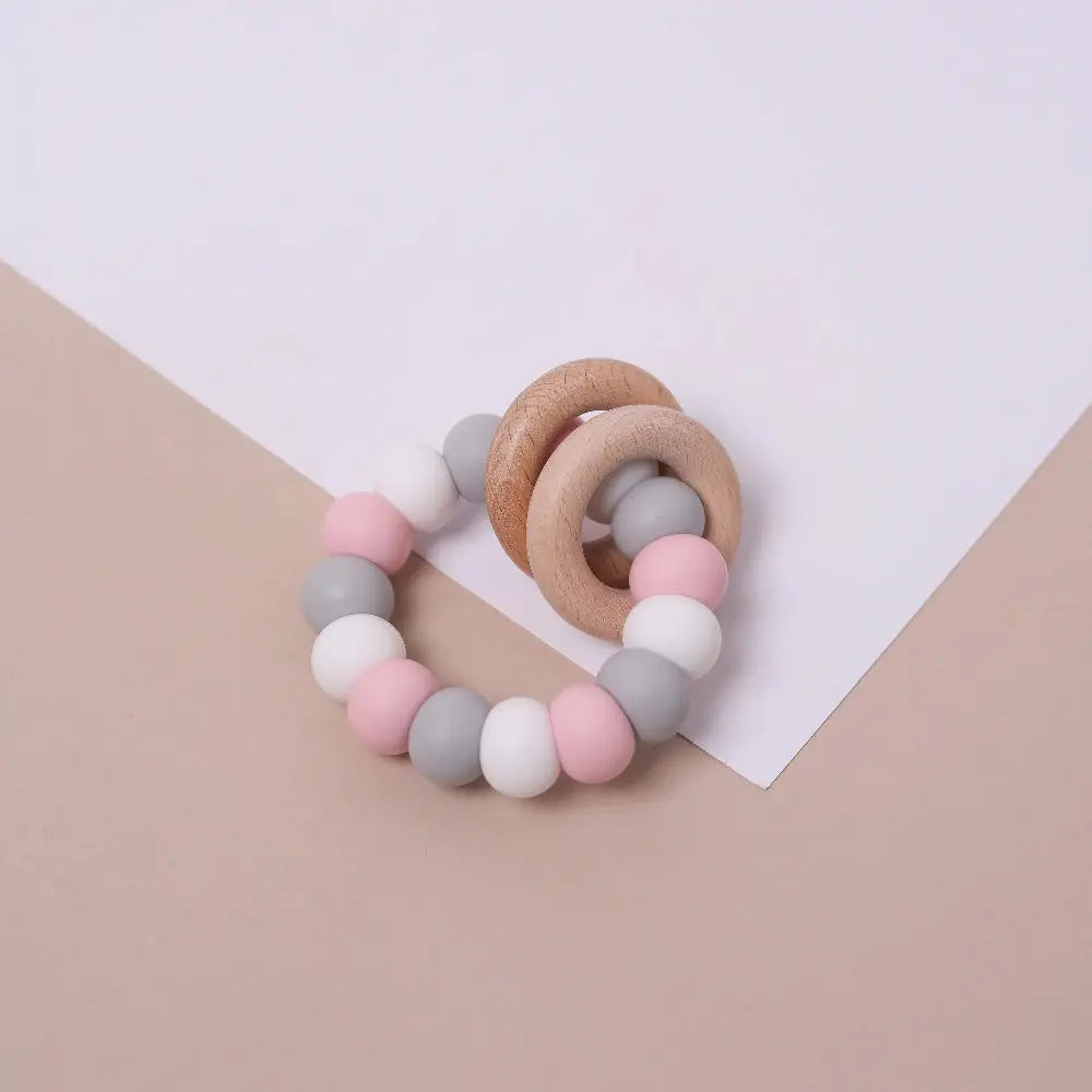 Silicone and Beech Wood Baby Teether