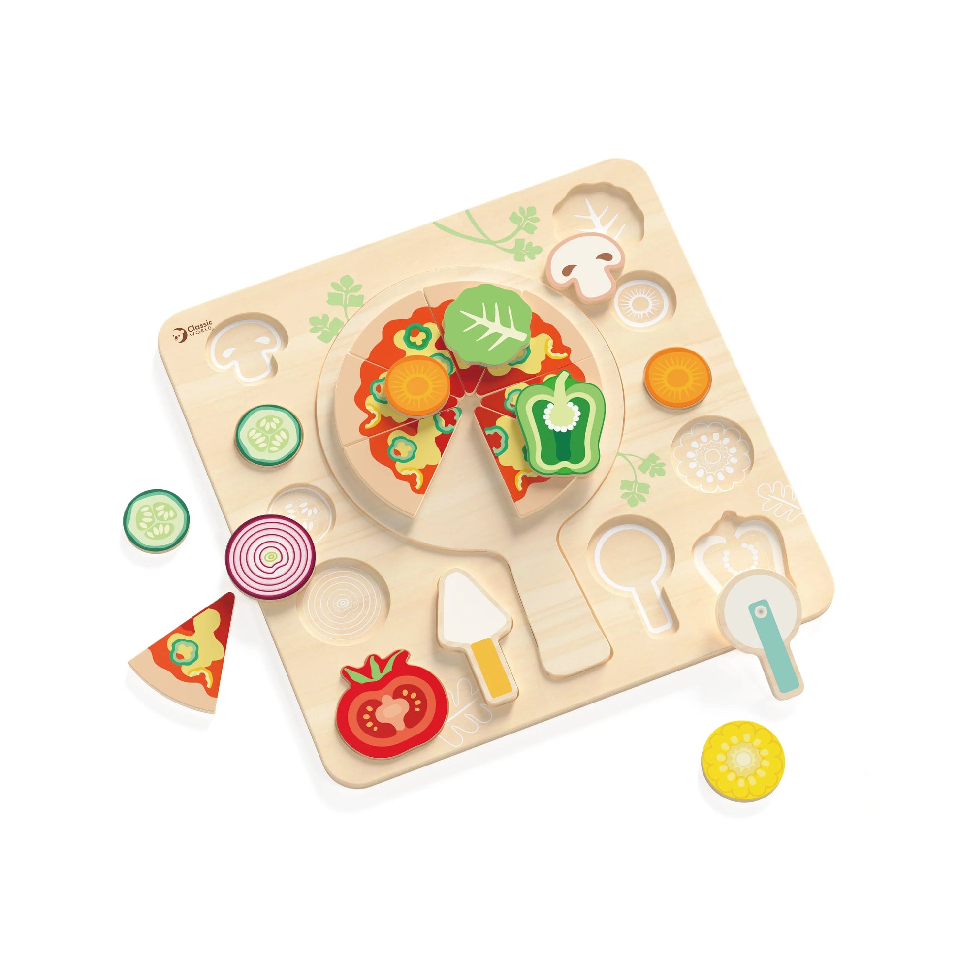 Wooden Pizza Puzzle Board Classic World