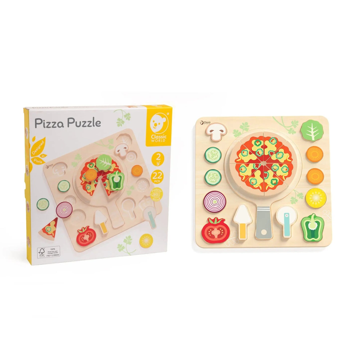 Wooden Pizza Puzzle Board Classic World
