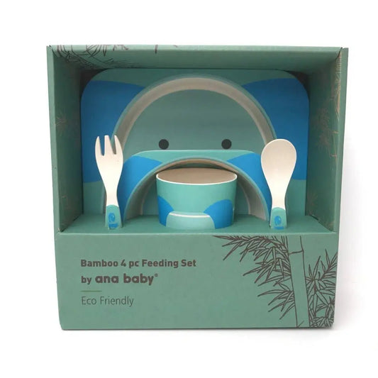 Children's 5 Piece Bamboo Dinner Set, Eco-Friendly, Dishwasher Safe (Elephant) - For The Baby