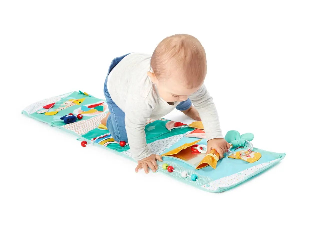 Baby Engaging with Activity Board During Tummy Time