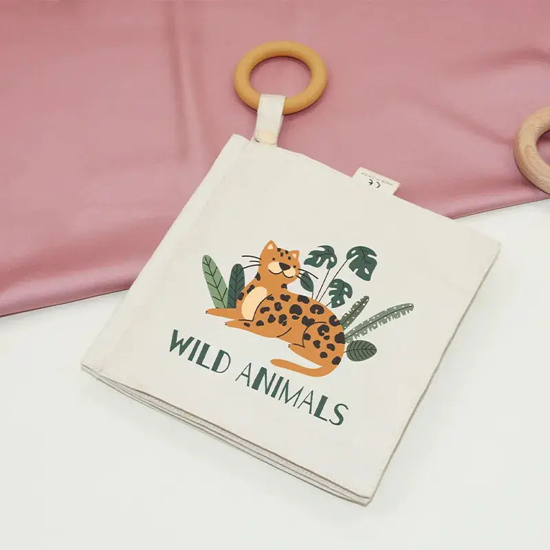 wild animals fabric baby book