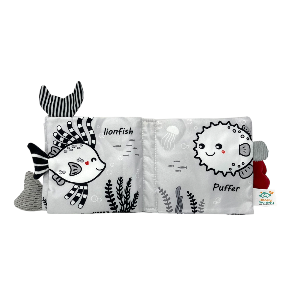 Black and white marine animals book for babies