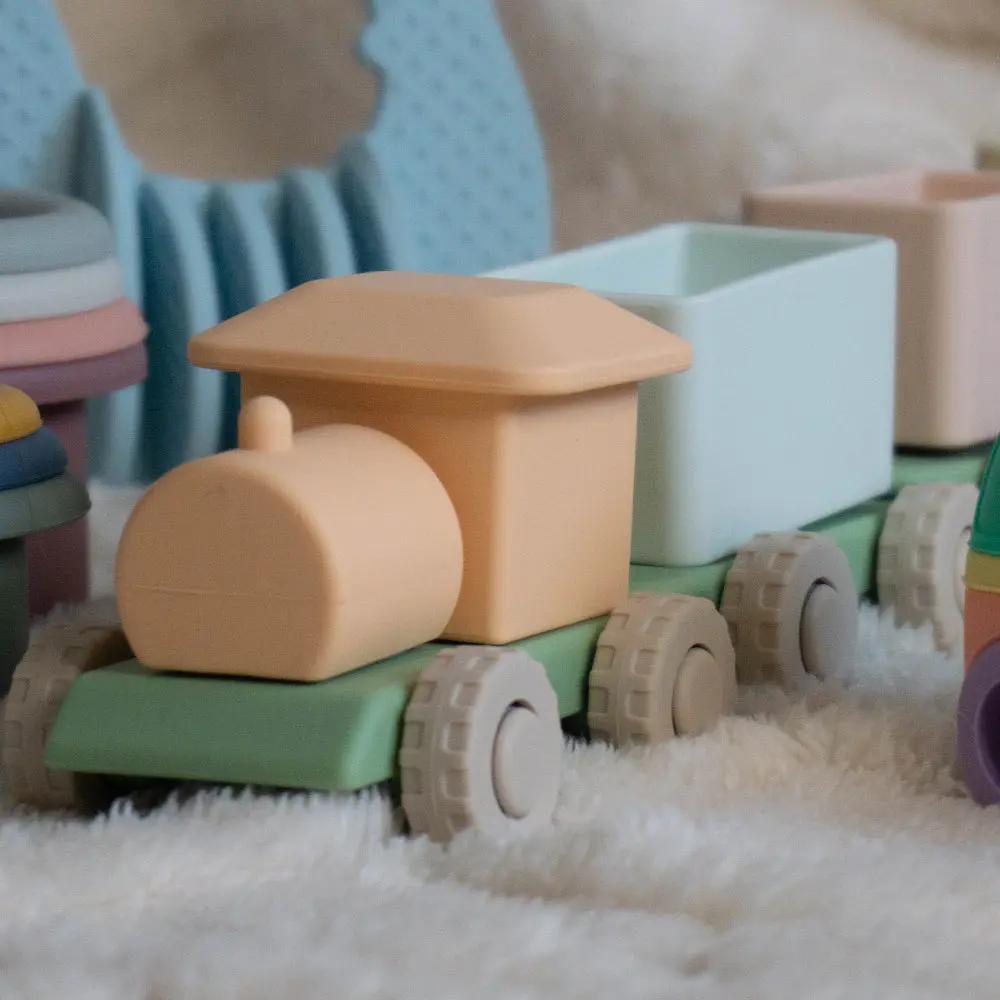 silicone toy train set for infants