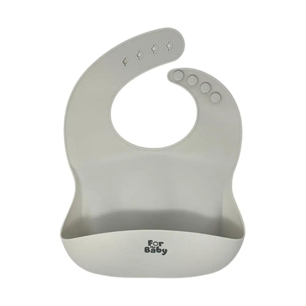 Grey silicone baby bib
