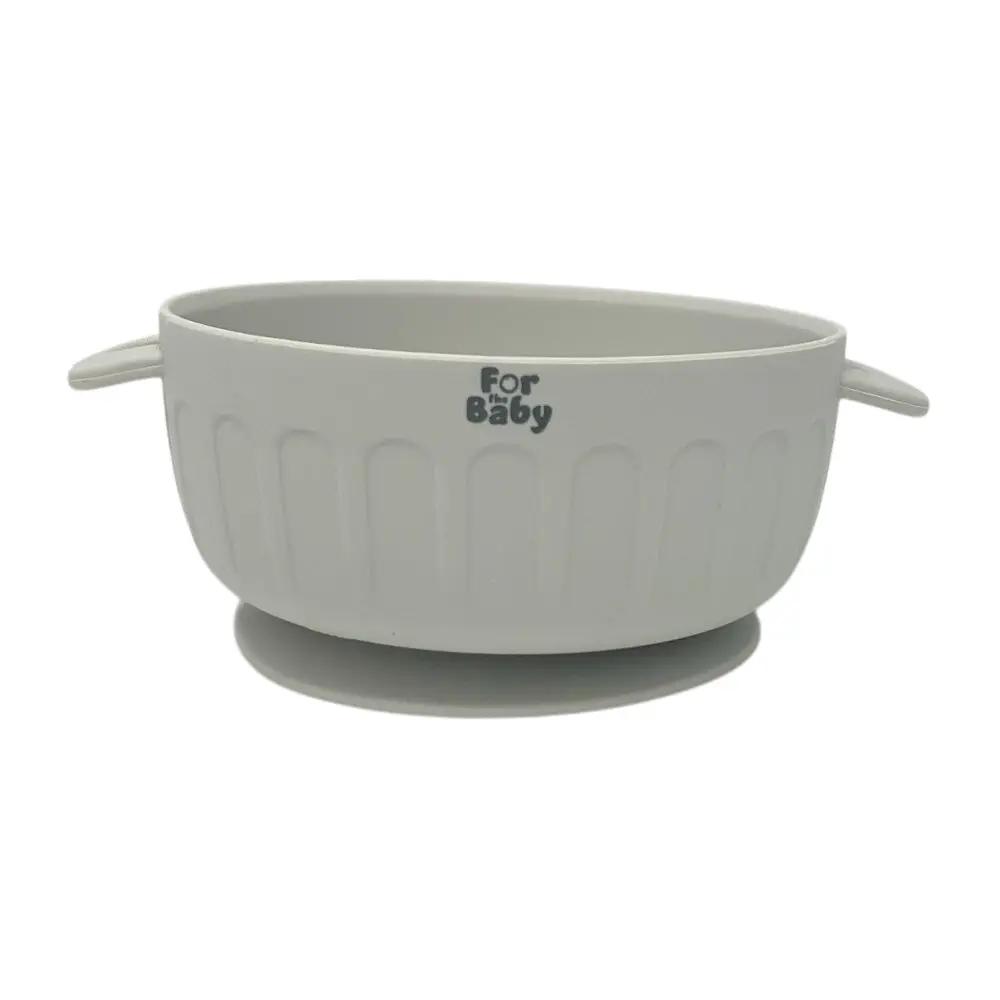 Grey silicone suction bowl