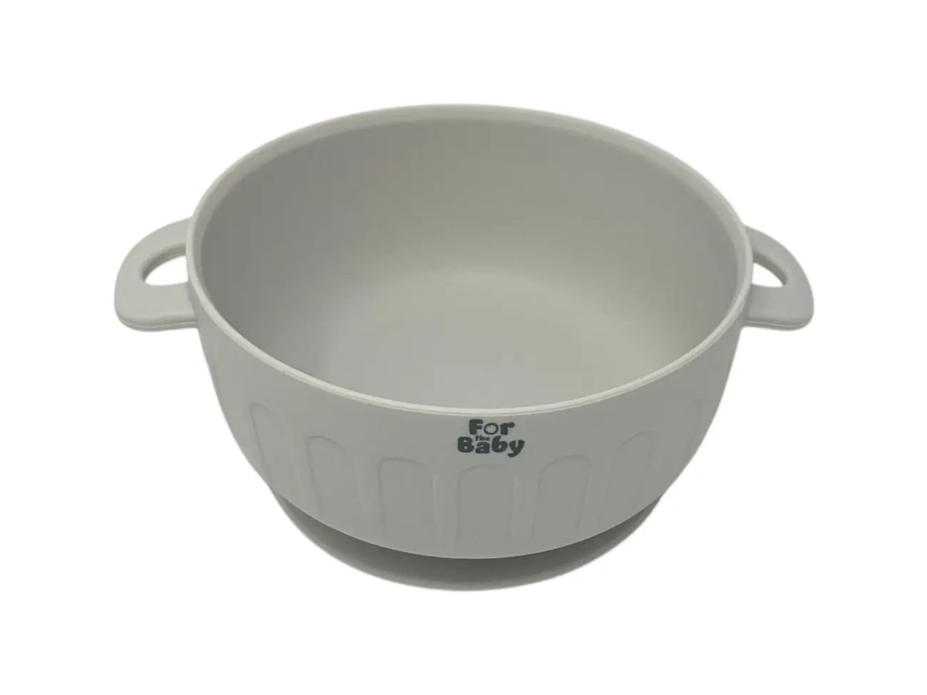 Grey silicone suction bowl for weaning