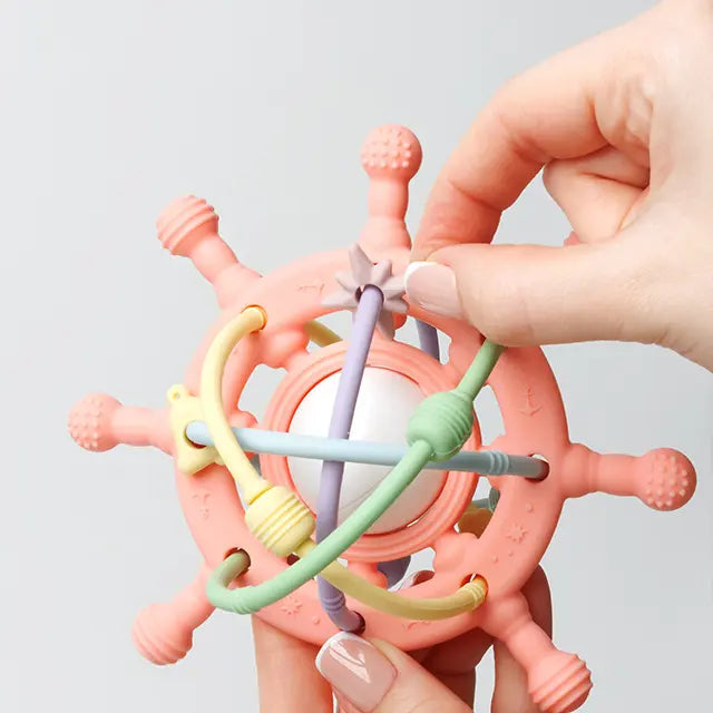 Soft silicone baby rattle teether toy
