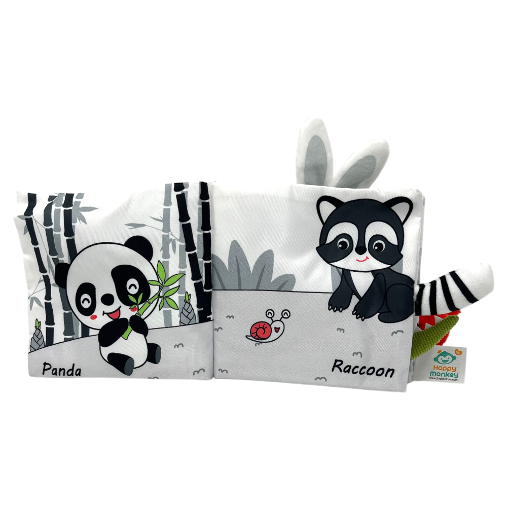 Panda raccoon baby fabric book