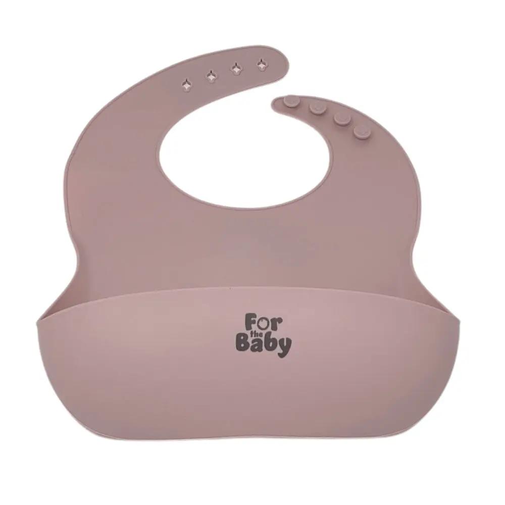 Pink silicone baby bib