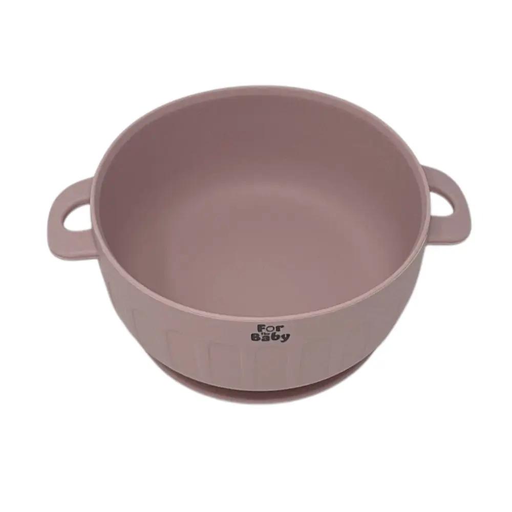 Pink silicone suction bowl