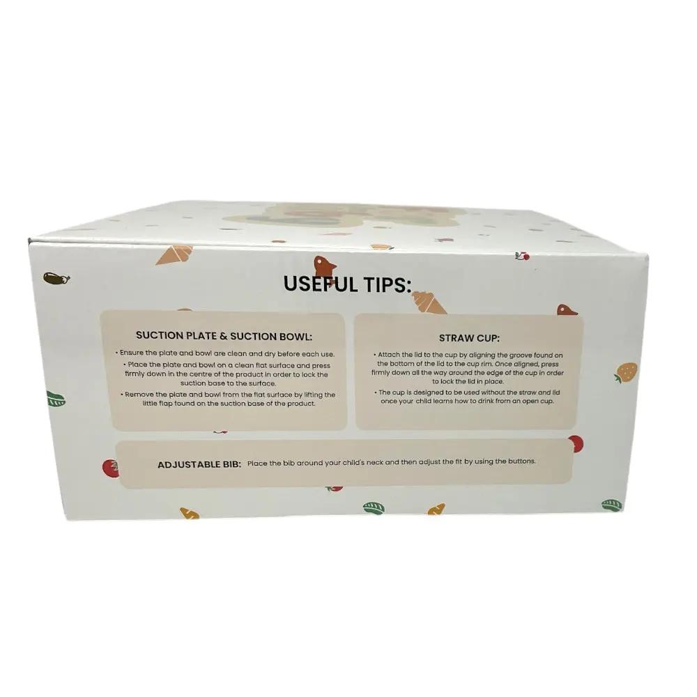 Useful tips on side of silicone feeding set box