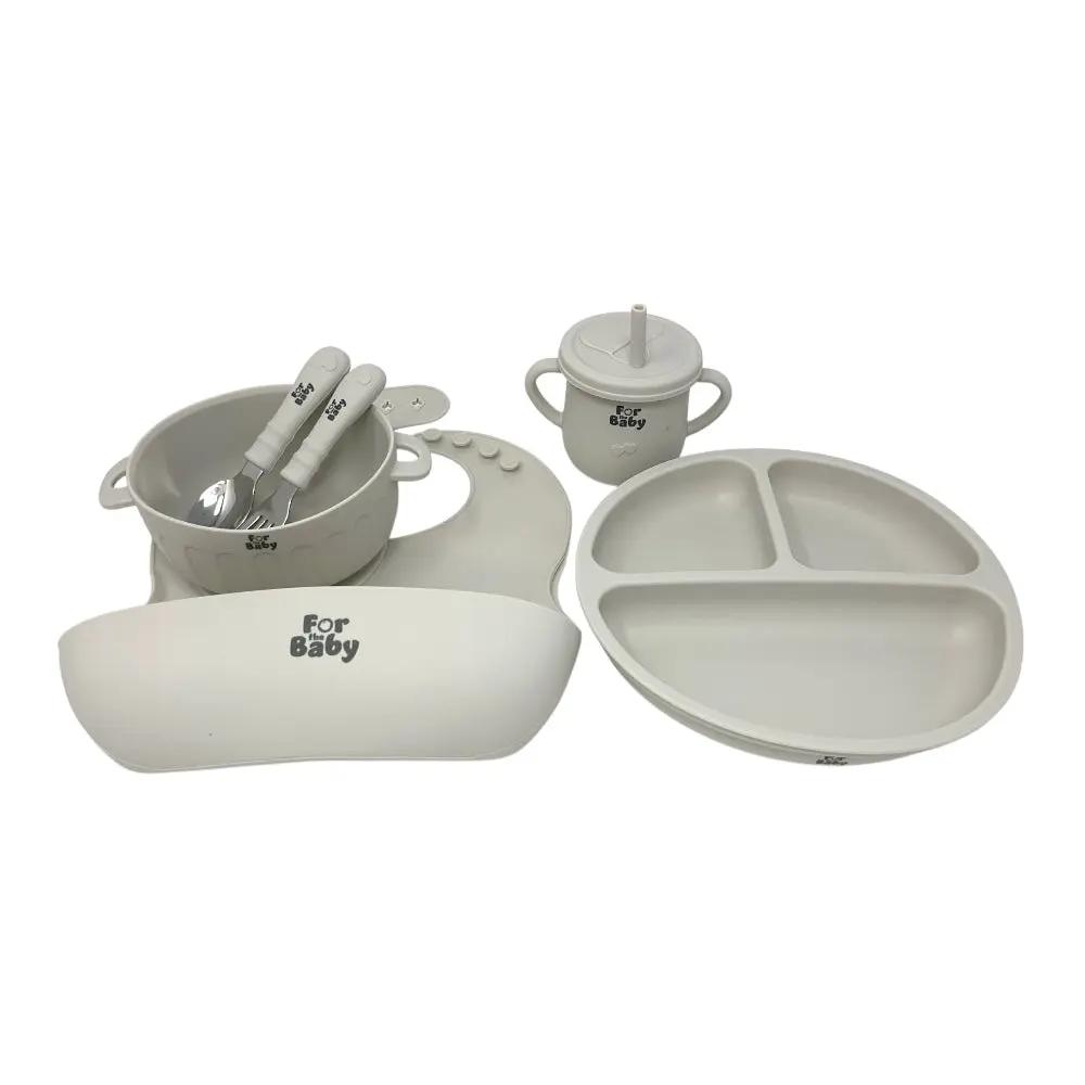 Microwave-safe, dishwasher-safe, and freezer-friendly silicone feeding set