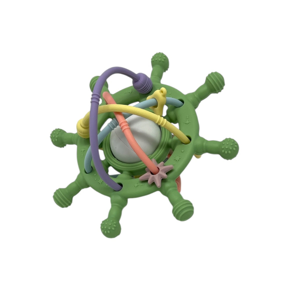 Dishwasher-safe silicone rattle teether