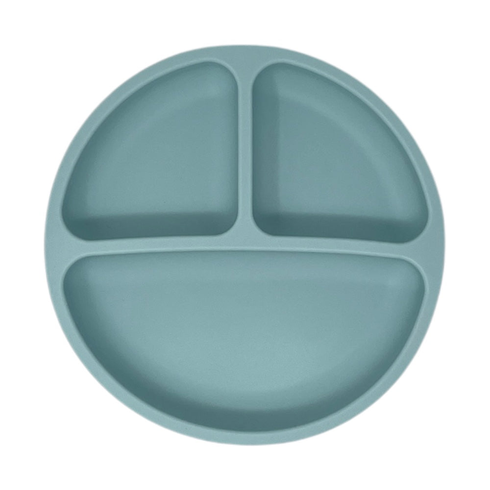 round blue silicone plate for baby feeding