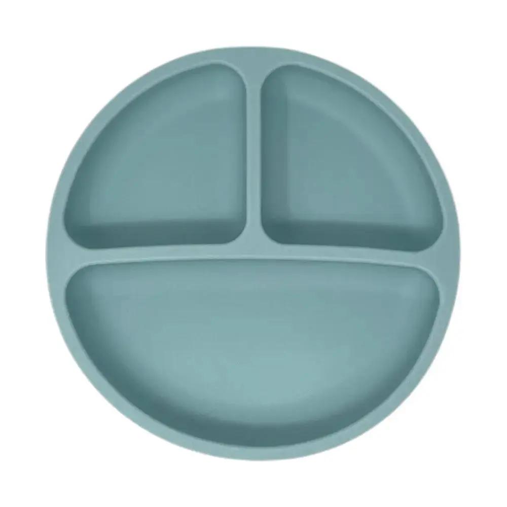 round blue silicone plate for baby feeding