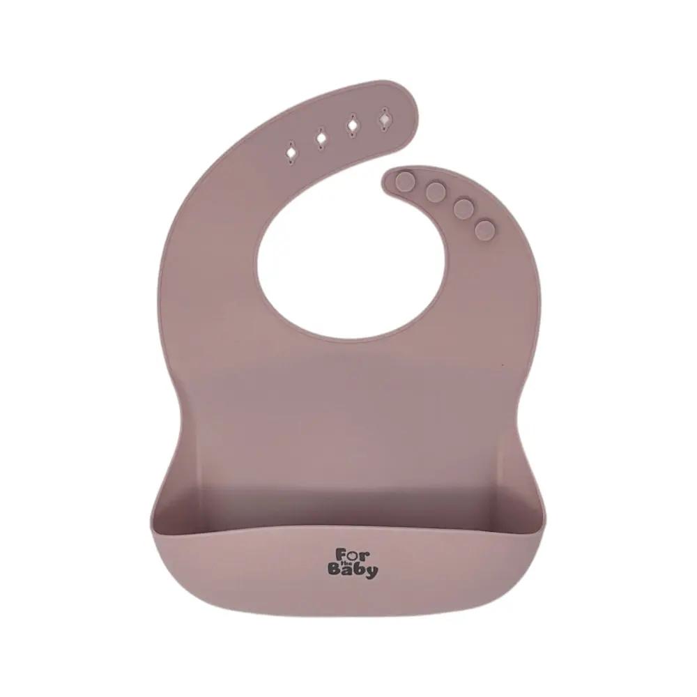 Pink silicone baby bib