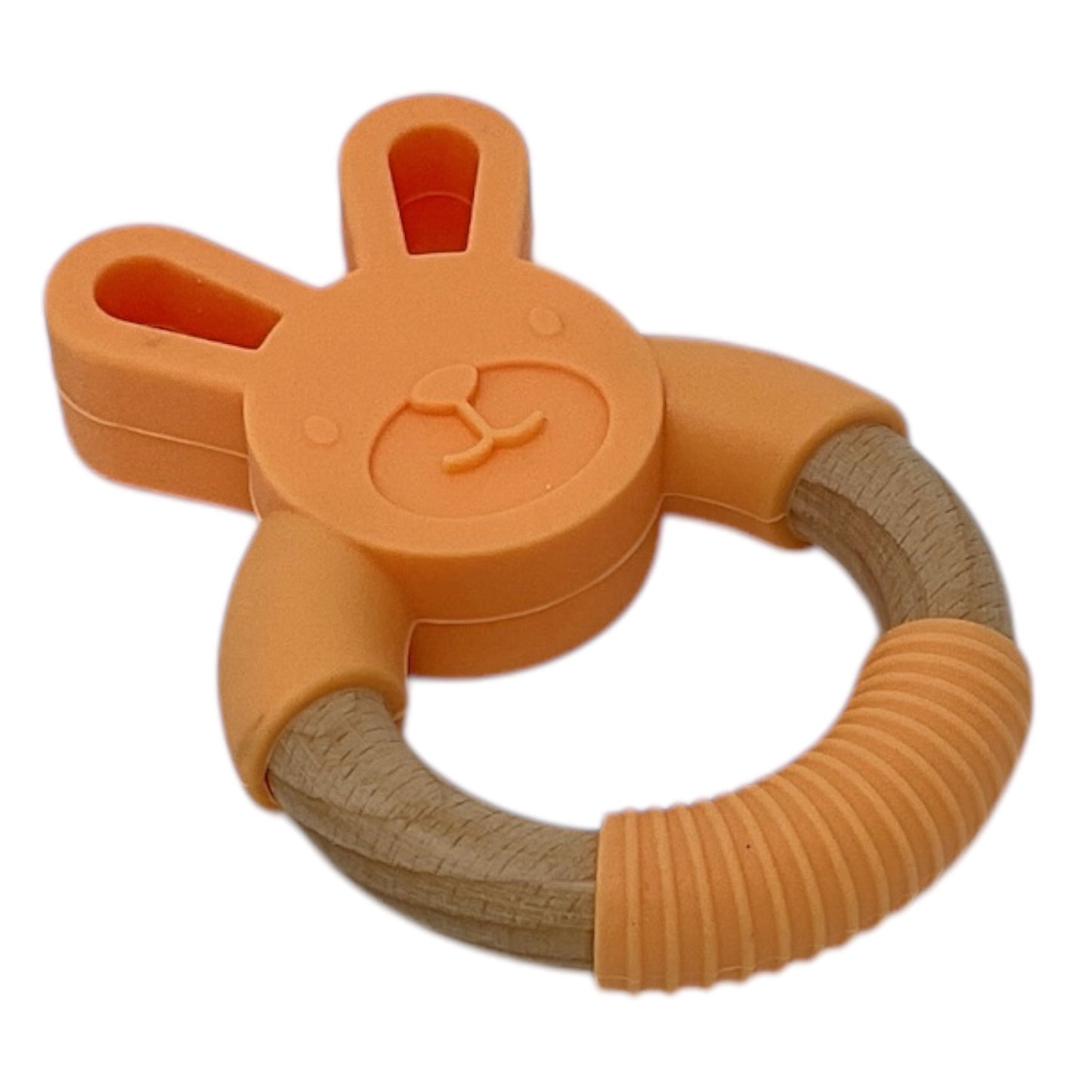 Peach bunny teether