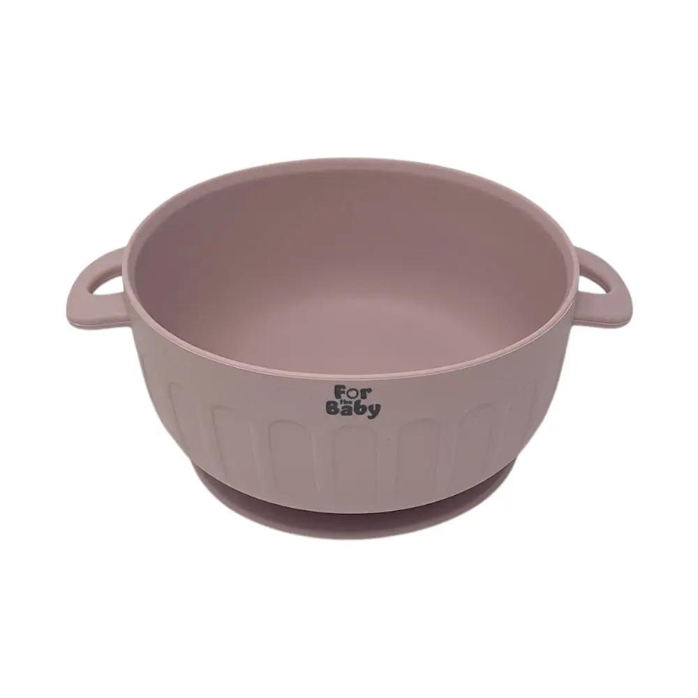 Pink silicone suction bowl