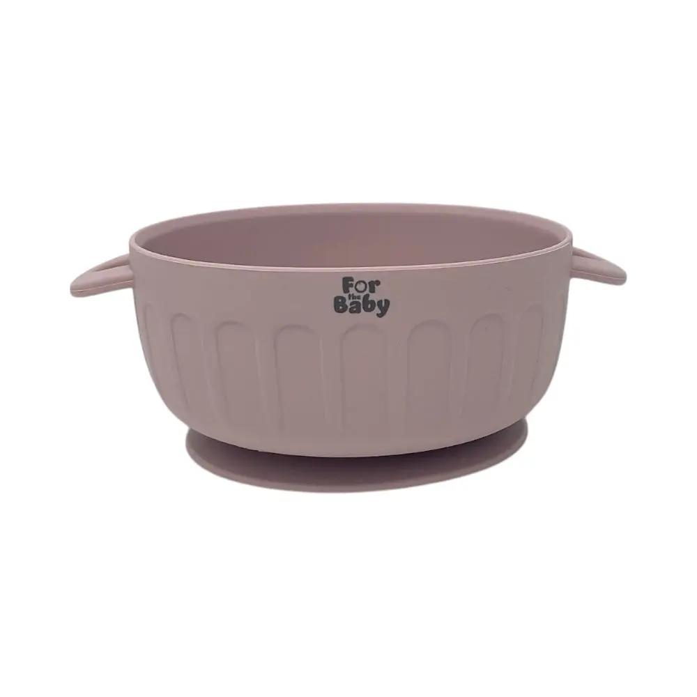 Pink silicone suction bowl for weaning