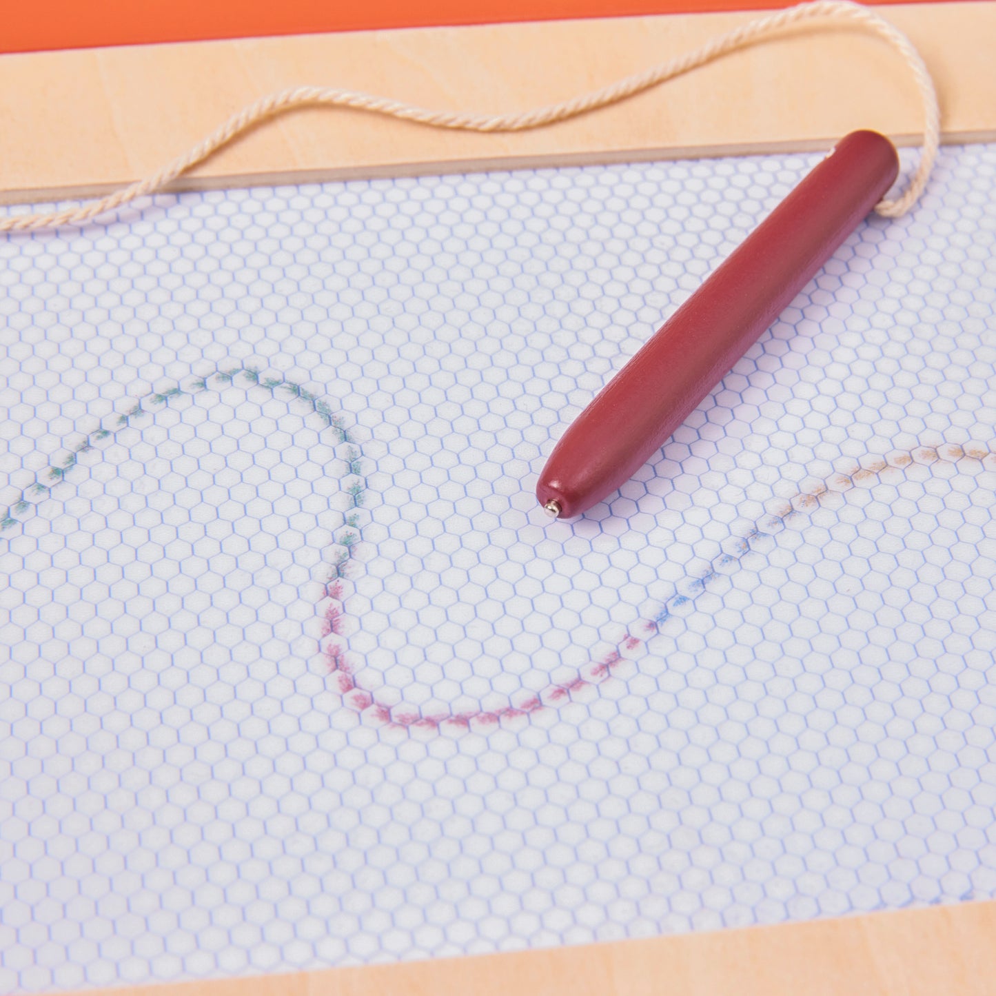 Close up of magnetic kids drawing board