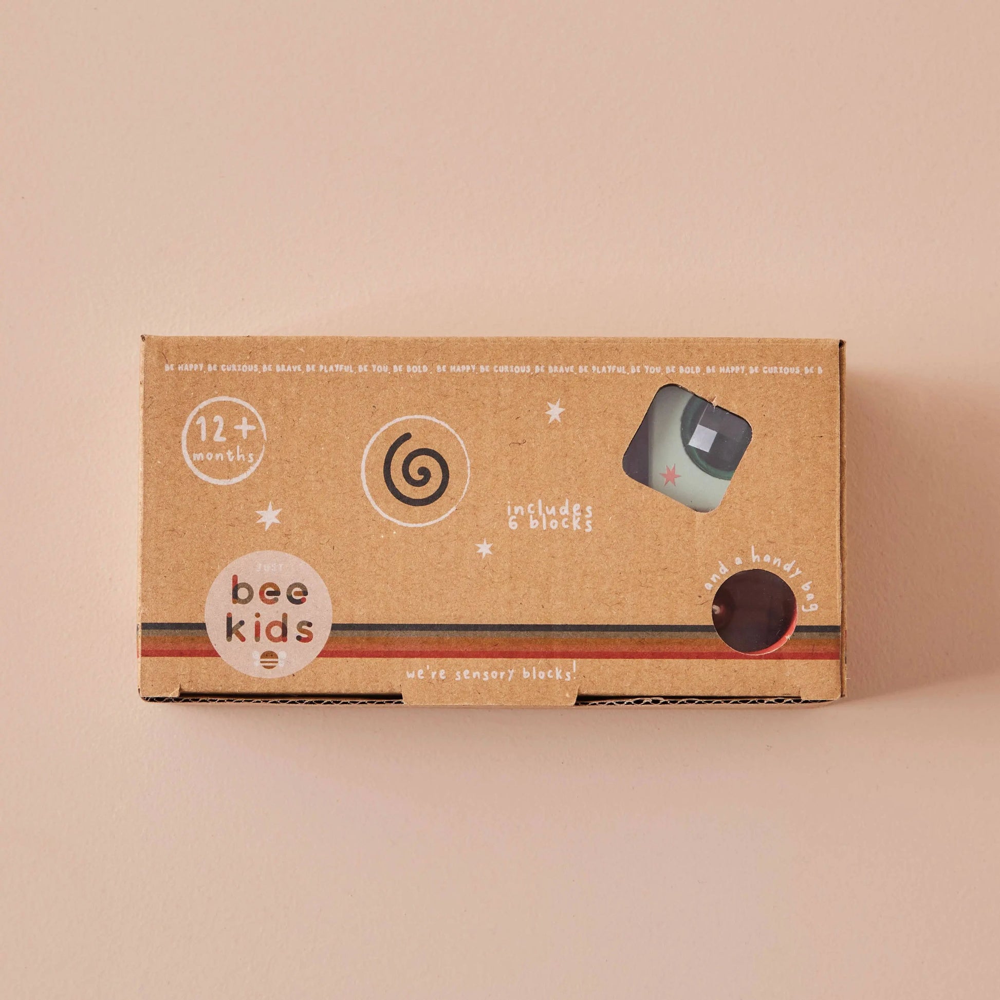 Wooden Sensory Blocks with Bag in their packaging