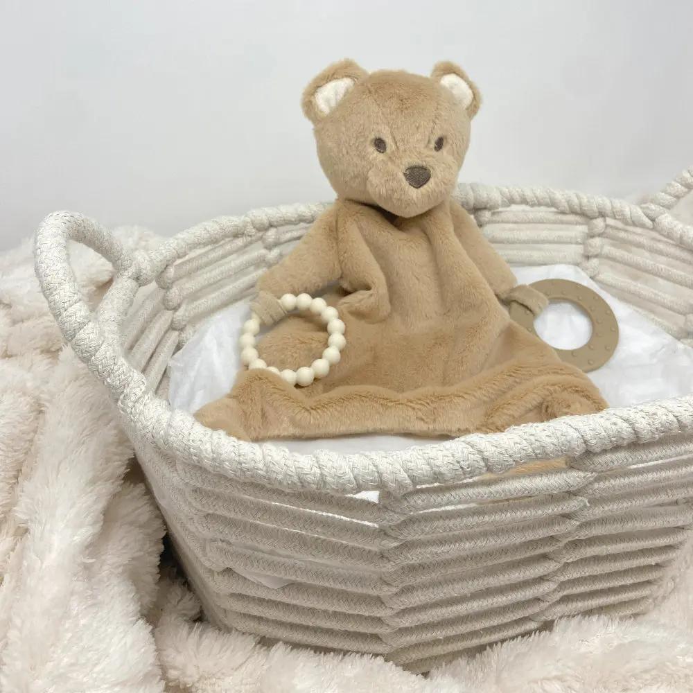Plush teddy bear baby comforter