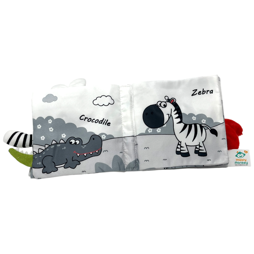 black and white baby fabric book