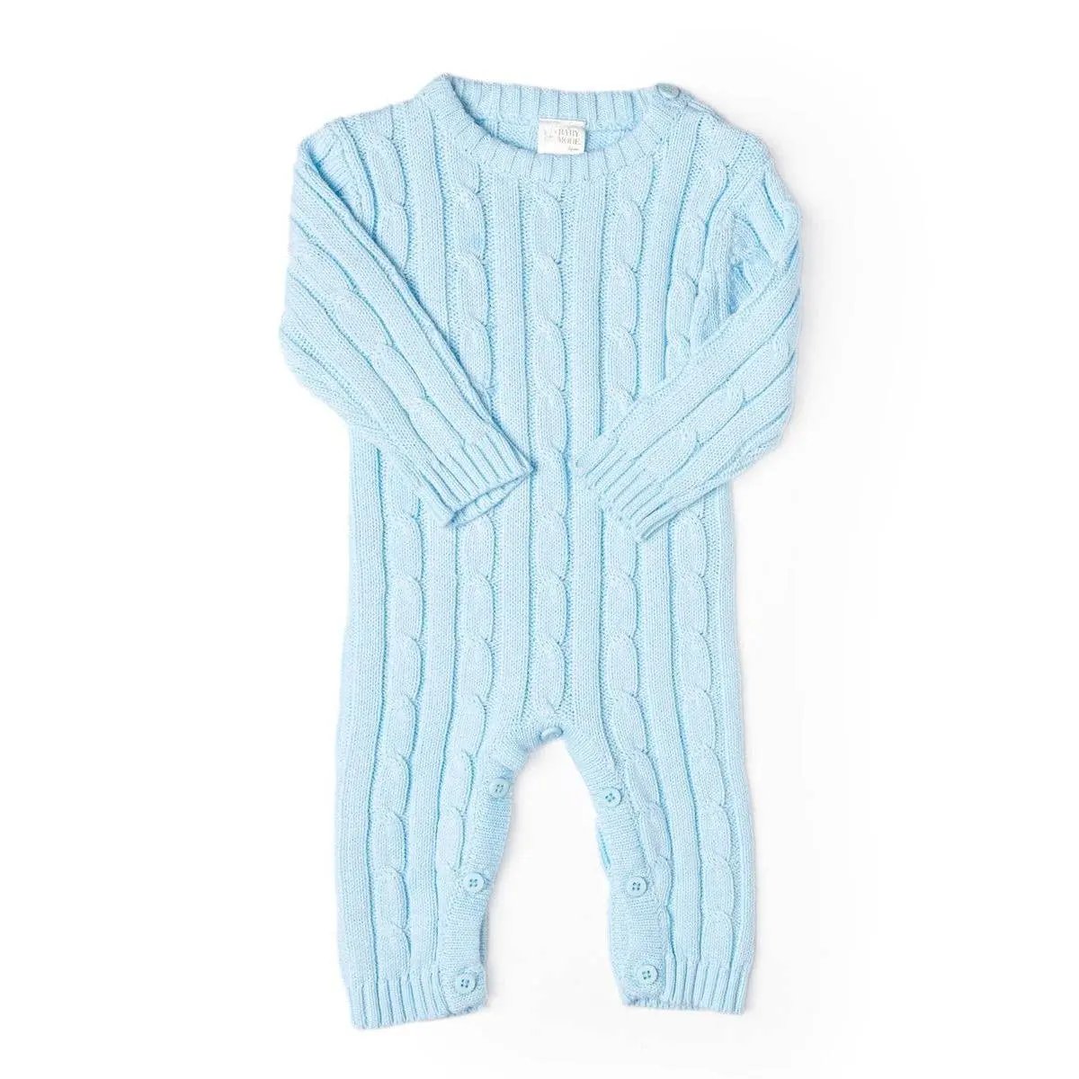 Baby boy cable-knit playsuit, light blue | For The Baby