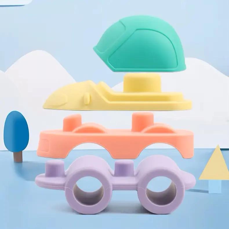 Silicone Car Stacking Toy - showing individual pieces.