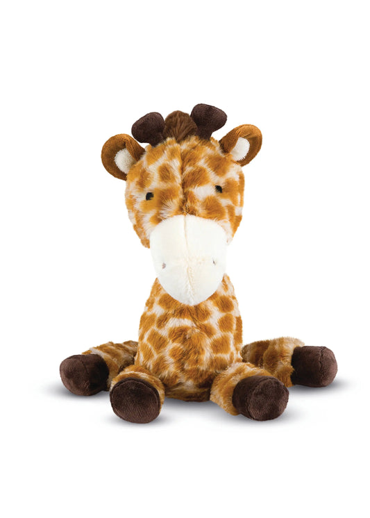 Plush giraffe toy on a white background