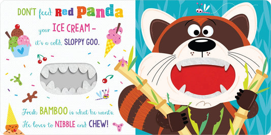 Children's book cover with a red panda illustration and text about the animal's preferences.