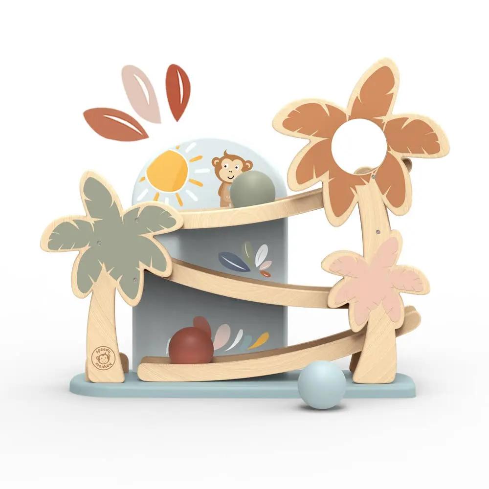 Wooden Ball Ramp with Colorful Balls