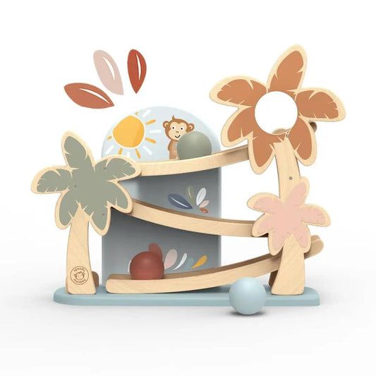 Wooden Ball Ramp with Colorful Balls