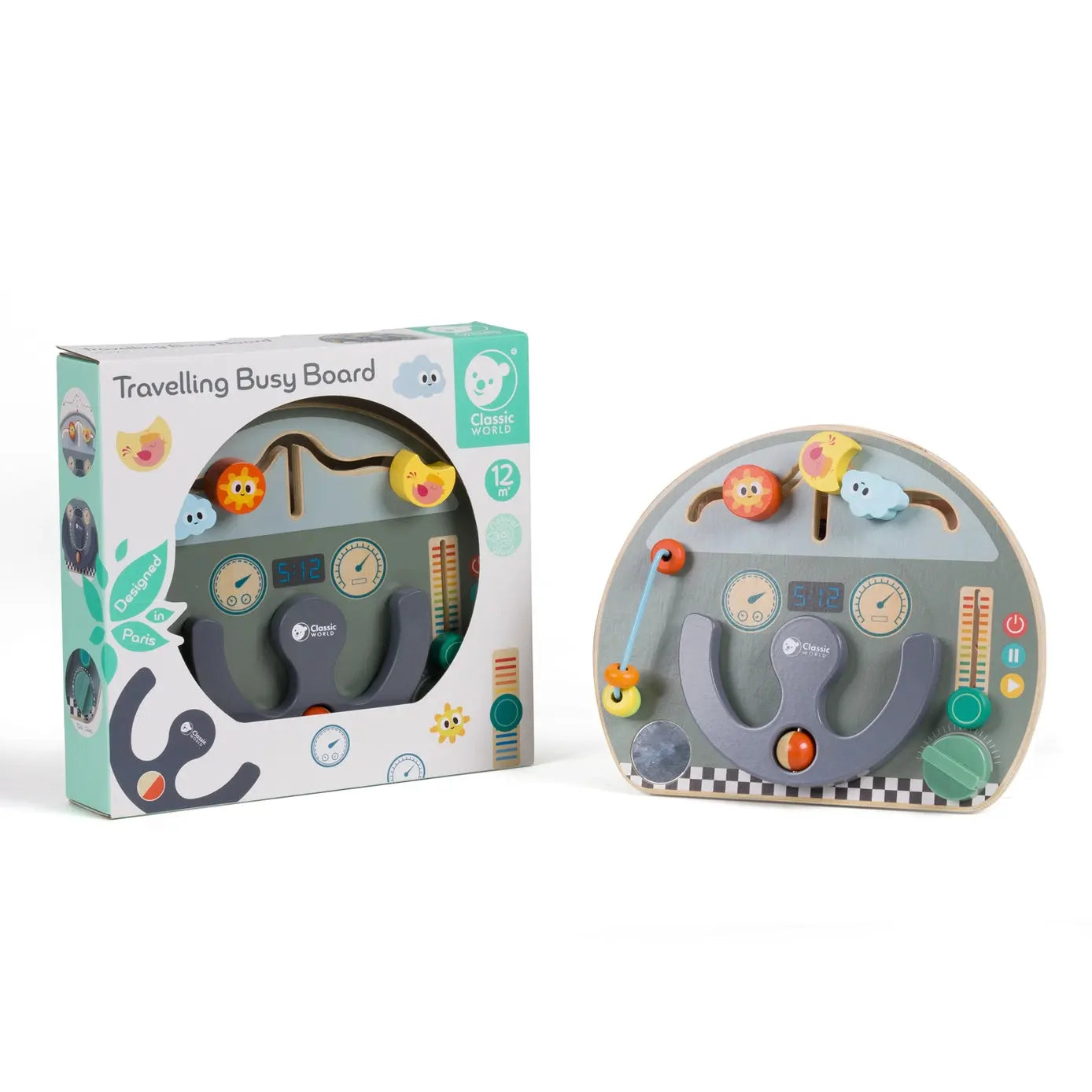 Travelling Busy Board toy with packaging