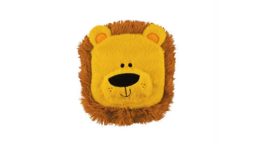 Plush lion hand puppet cloth book on a white background