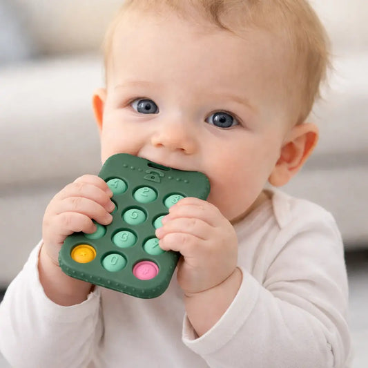 Baby chewing mobile phone teether