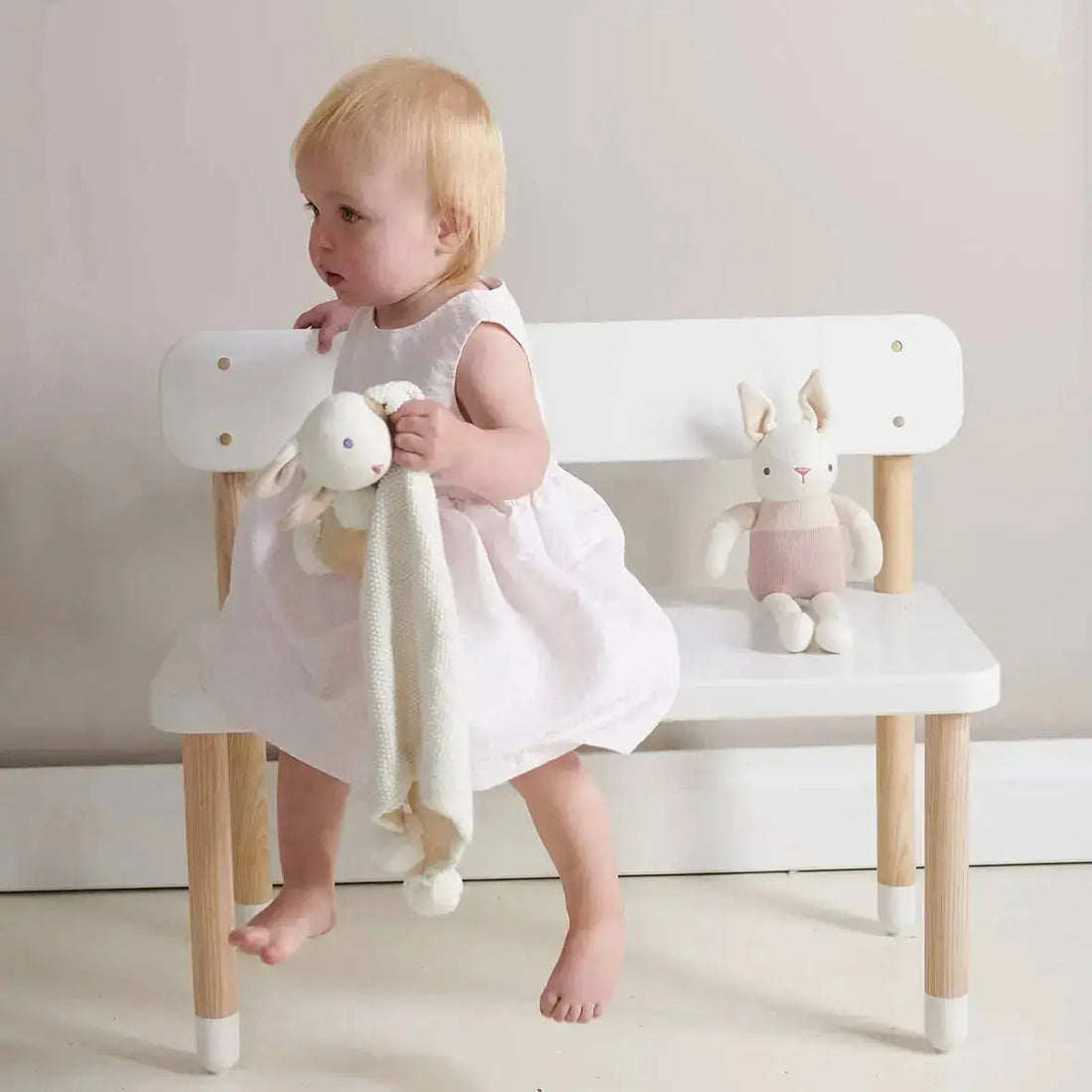 little girl with bunny gift set