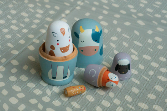 Farm animals wooden stacking set