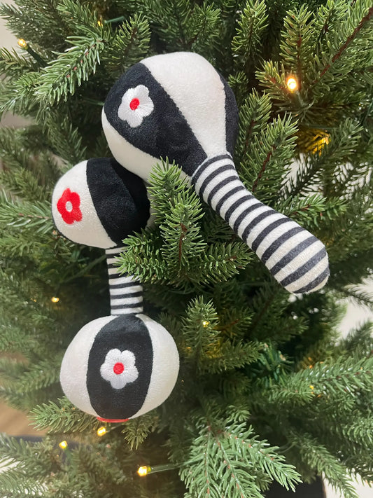 rattles on a christmas tree