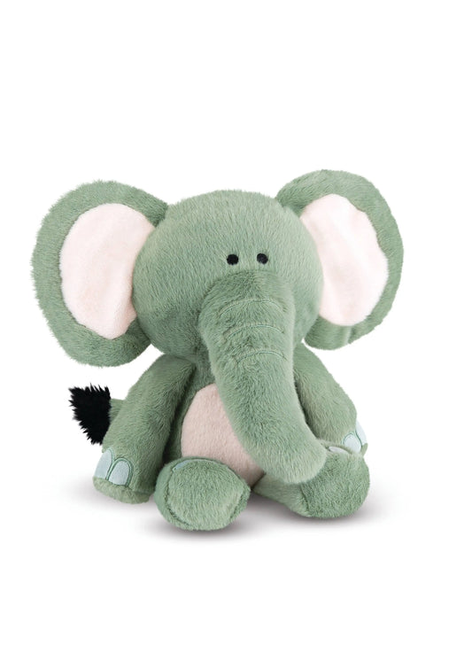 Plush elephant toy on a white background