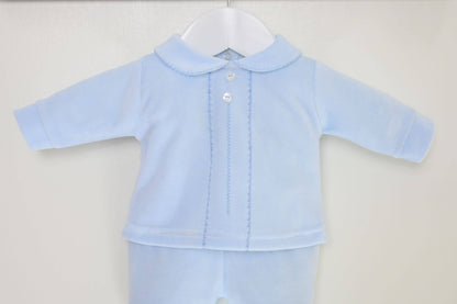 Baby Boy Blue Velour Pyjamas | For The Baby