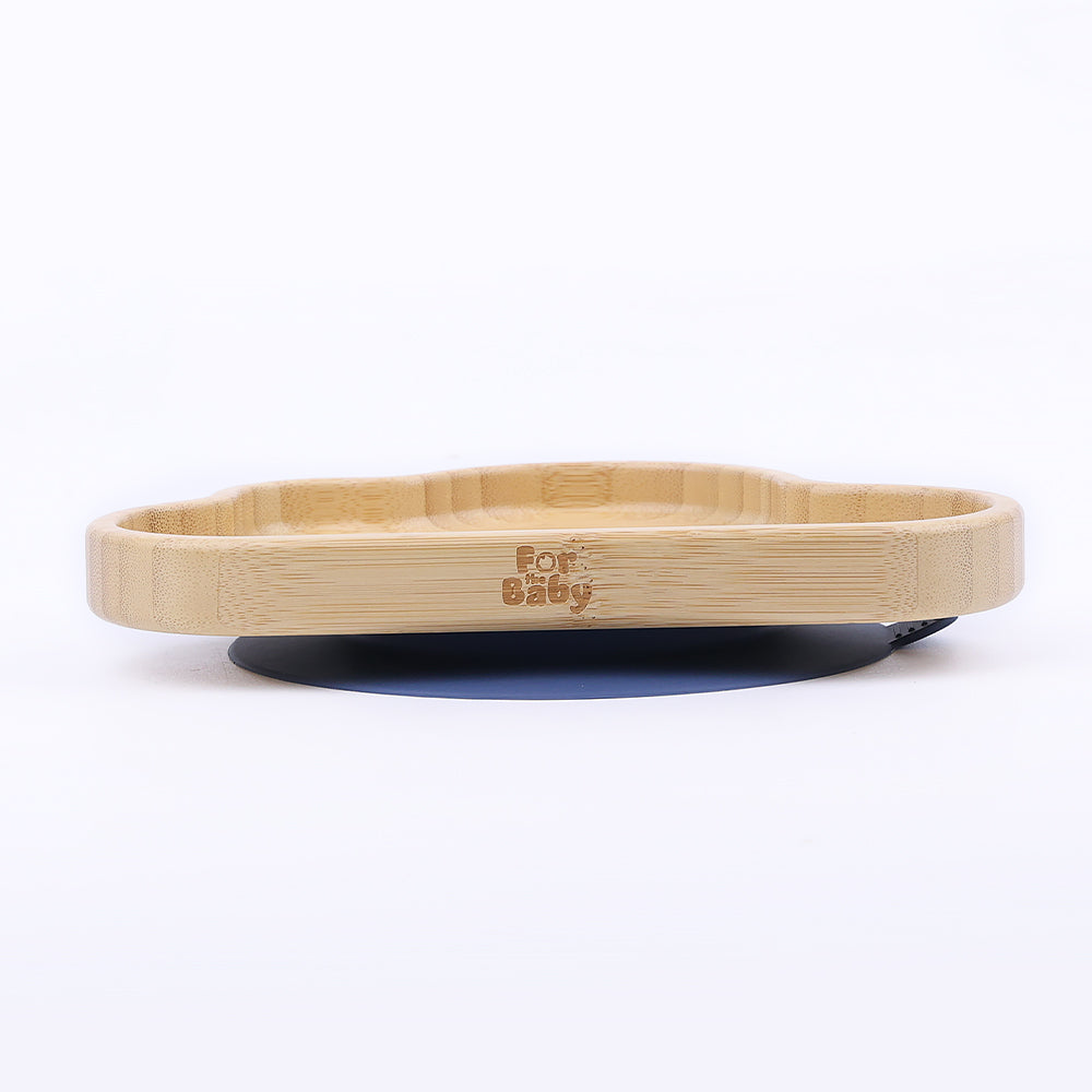 Eco-friendly cloud-shaped bamboo plate with silicone suction base for babies