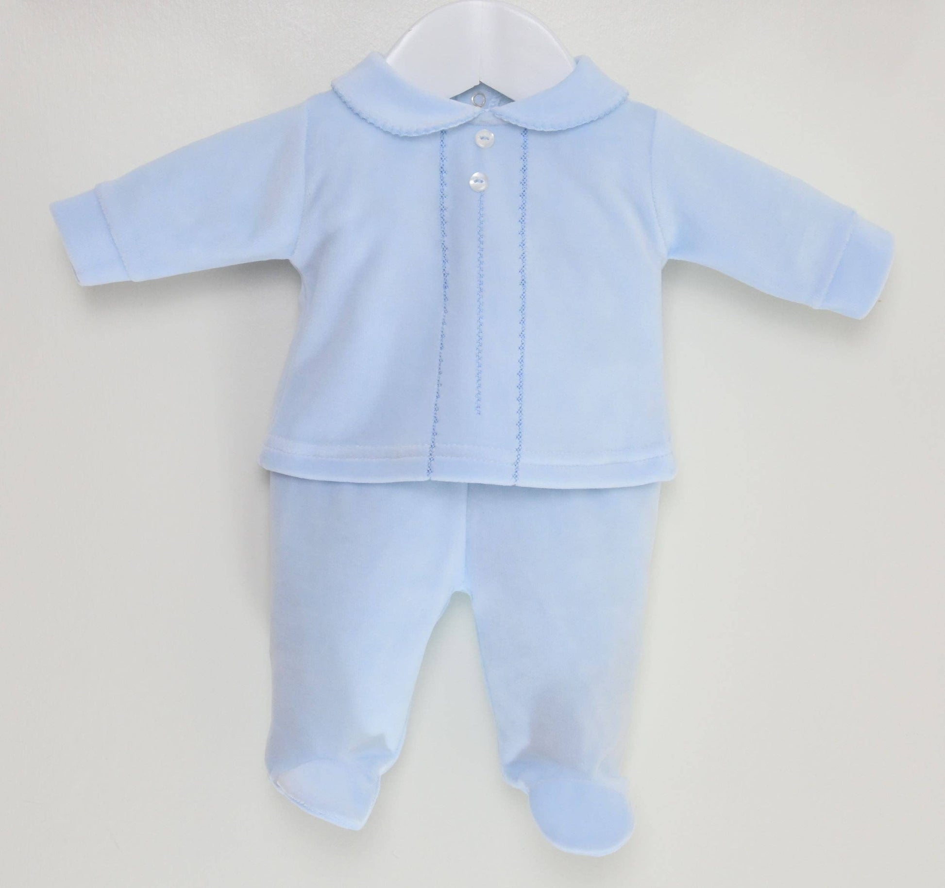 Baby Boy Blue Velour Pyjamas | For The Baby