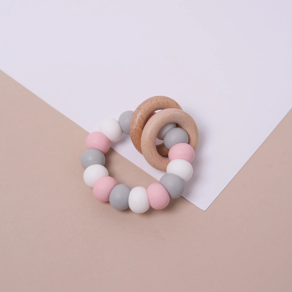Silicone and Beech Wood Baby Teether